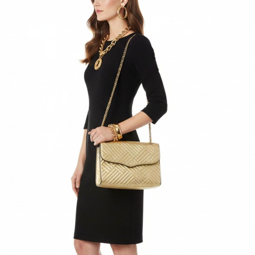 Rebecca Minkoff Gold Quilted Chain Shoulder Handbag